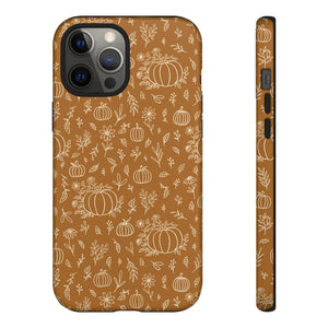 Bronze Floral Ink Pumpkin Phone Case