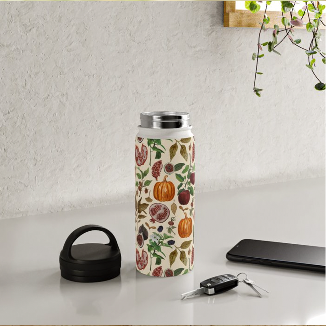 Autumn Harvest Handle Lid Water Bottle