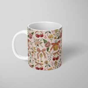 Bows, Flowers and Cherries Pattern - Mug