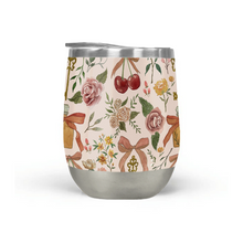 Load image into Gallery viewer, Bows, Flowers and Cherries Wine Tumblers