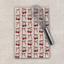 Load image into Gallery viewer, Bows and Cherries Tea Towel