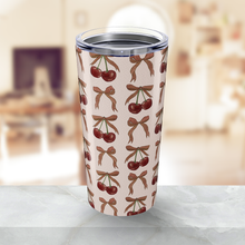 Load image into Gallery viewer, Bows and Cherries Travel Mug