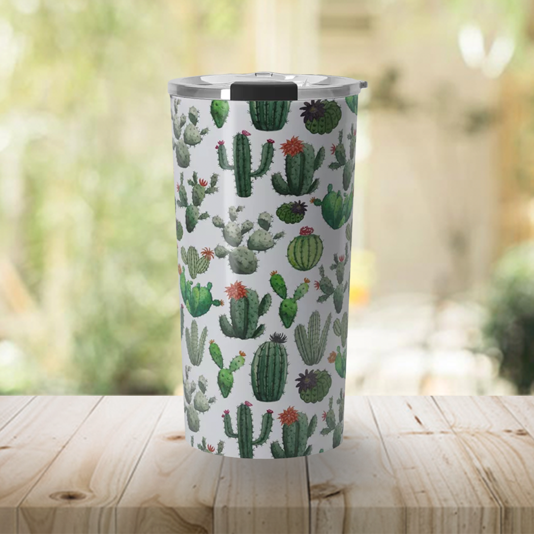 Cactus Watercolor Travel Mug  Lauren Ullrich Art