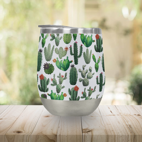 Cactus Watercolor Stemless Wine Tumbler