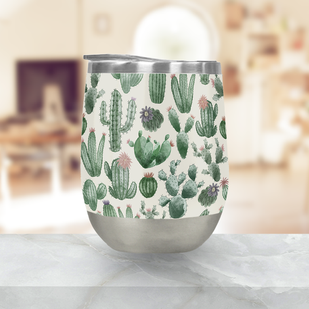 Cactus Stemless Wine Tumbler – Lauren Ullrich Art