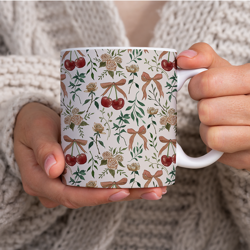 Cherry and Roses Pattern - Mug