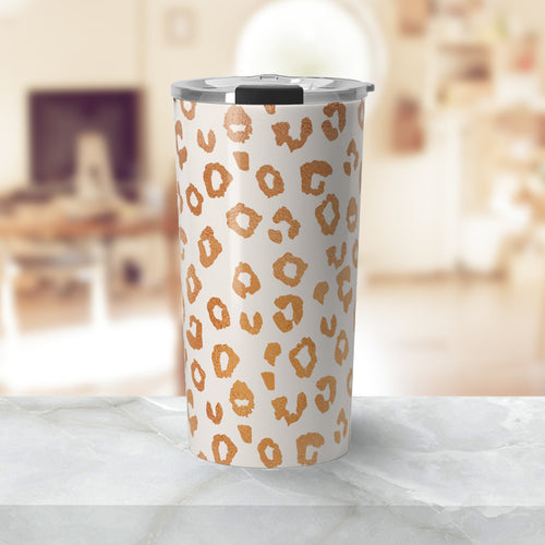 Copper Leopard Print Travel Mug