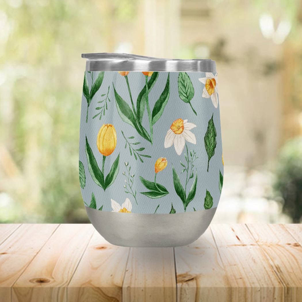 Daffodils and Tulips Wine Tumbler