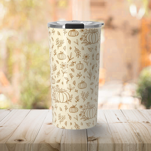 Floral Ink Pumpkin Travel Mug