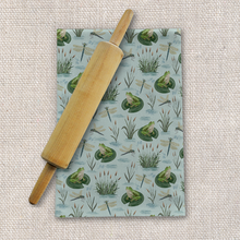 Load image into Gallery viewer, Frog and Dragonfly Tea Towel