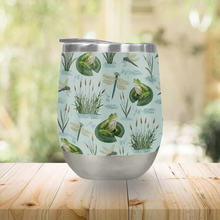 Load image into Gallery viewer, Frog and Dragonfly Stemless Wine Tumbler