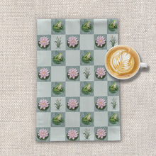Load image into Gallery viewer, Frog and Lily Pad Checkered Tea Towel