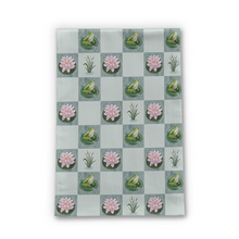 Load image into Gallery viewer, Frog and Lily Pad Checkered Tea Towel