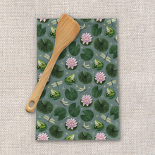Load image into Gallery viewer, Frog and Lotus Tea Towel