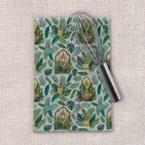 Lantern Tea Garden Tea Towel
