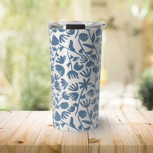 Light Blue Floral Travel Mug