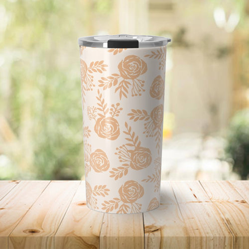 Light Orange Floral Travel Mug