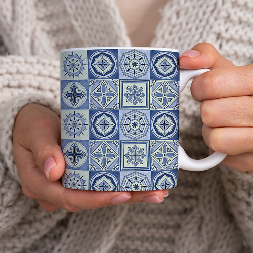 Mediterranean Blue Tile Pattern - Mug