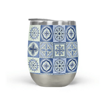 Load image into Gallery viewer, Mediterranean Blue Tile Wine Tumbler
