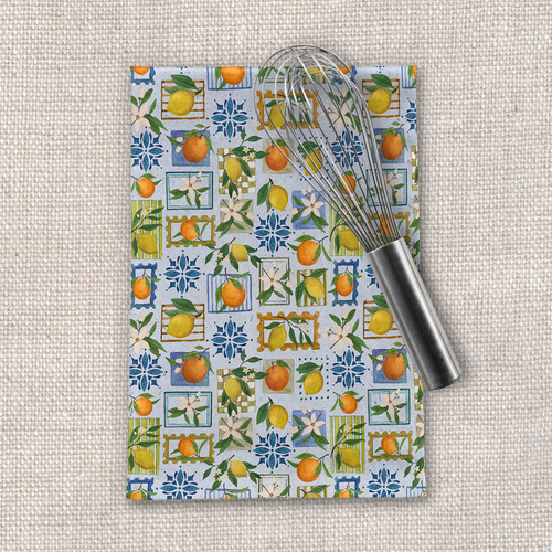 Mediterranean Stamps Tea Towel