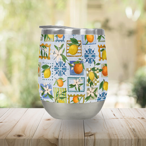 Mediterranean Stamps Wine Tumbler