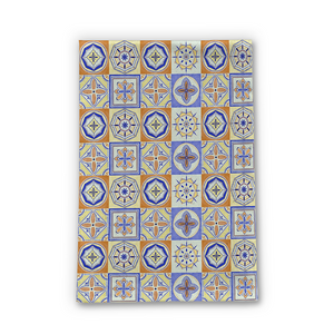Orange and Blue Tile Tea Towel