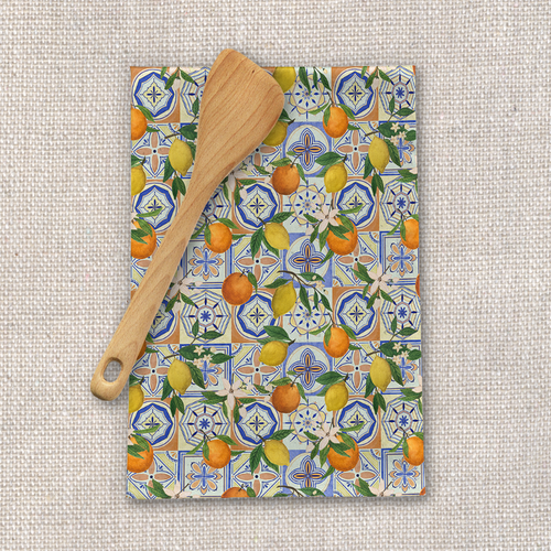 Orange and Lemon Tile Tea Towel