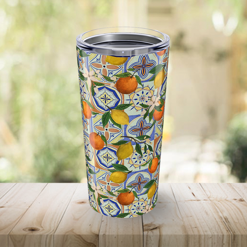 Orange and Lemon Tile Travel Mug
