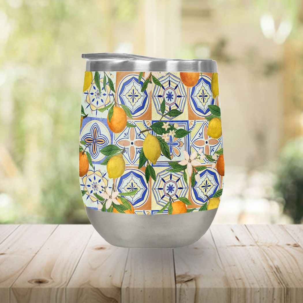 Orange and Lemon Tile Wine Tumbler