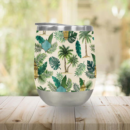 Palms and Lanterns Wine Tumbler