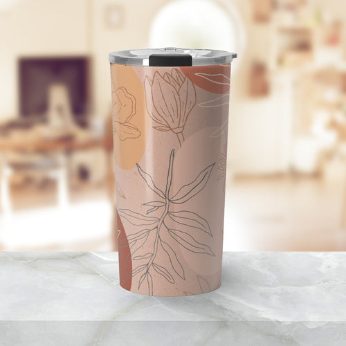 Pink Abstract Desert Leaf Travel Mug