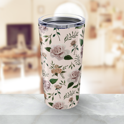Pink Roses Travel Mug
