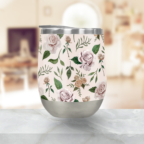 Pink Roses Stemless Wine Tumbler