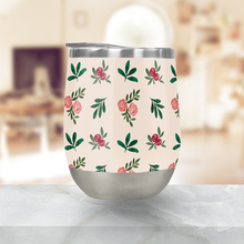 Load image into Gallery viewer, Pink Roses and Leaves Wine Tumbler