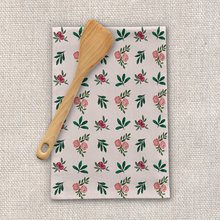 Load image into Gallery viewer, Pink Roses and Leaves Tea Towel