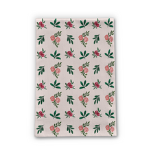 Load image into Gallery viewer, Pink Roses and Leaves Tea Towel