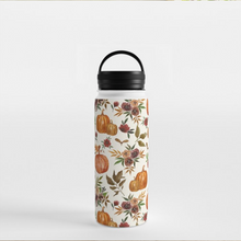 Load image into Gallery viewer, Pumpkin and Fall Flowers Handle Lid Water Bottle