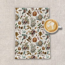 Load image into Gallery viewer, Pumpkins, Flowers and Fall Foliage Tea Towel