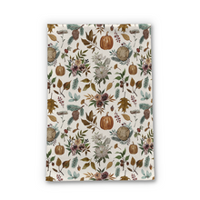 Load image into Gallery viewer, Pumpkins, Flowers and Fall Foliage Tea Towel