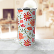 Load image into Gallery viewer, Red Flower Burst Travel Mug