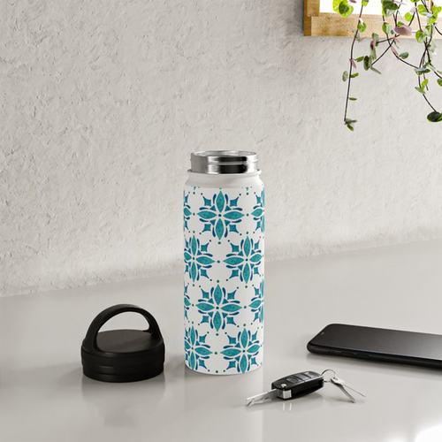 Teal Tile Handle Lid Water Bottle