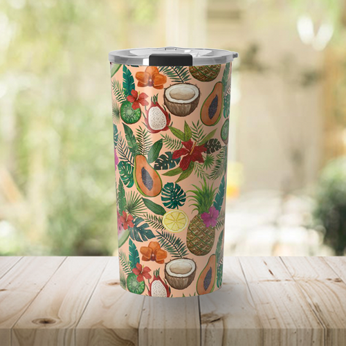 Tropical Fruit and Flowers Travel Mug