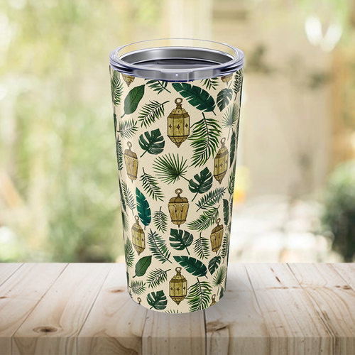 Tropical Lanterns and Leaves Travel Mug