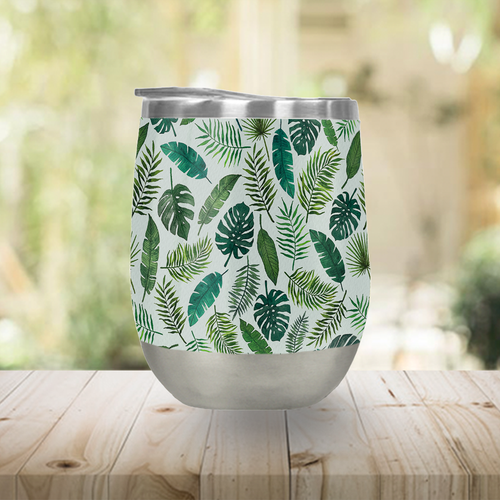 Tropical Leaves Wine Tumbler