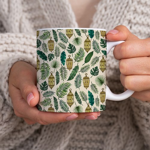 Tropical Lanterns and Leaves Pattern - Mug