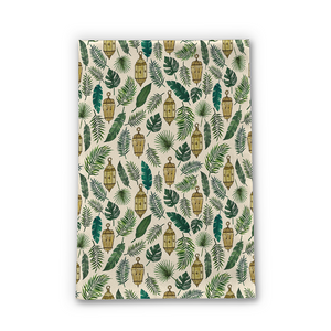 Tropical Lanterns and Leaves Tea Towel