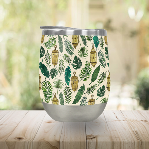 Tropical Lanterns and Leaves Wine Tumbler