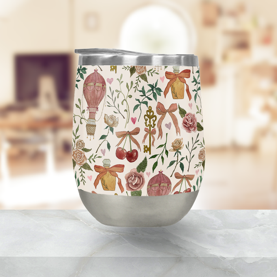 Vintage Valentine's Stemless Wine Tumbler