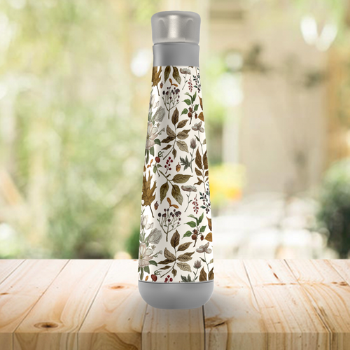 Watercolor Fall Leaves and Flowers Peristyle Water Bottle