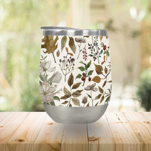 Load image into Gallery viewer, Watercolor Fall Leaves and Flowers Stemless Wine Tumbler